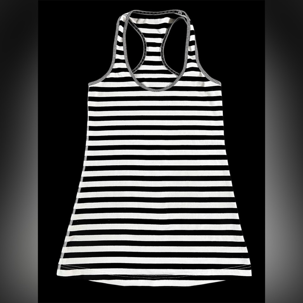 Lululemon Black & White Striped Racerback Tank